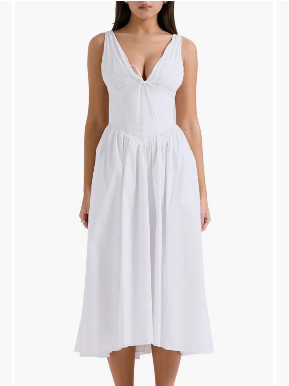 House of CB White Lined Dress with Label Detail